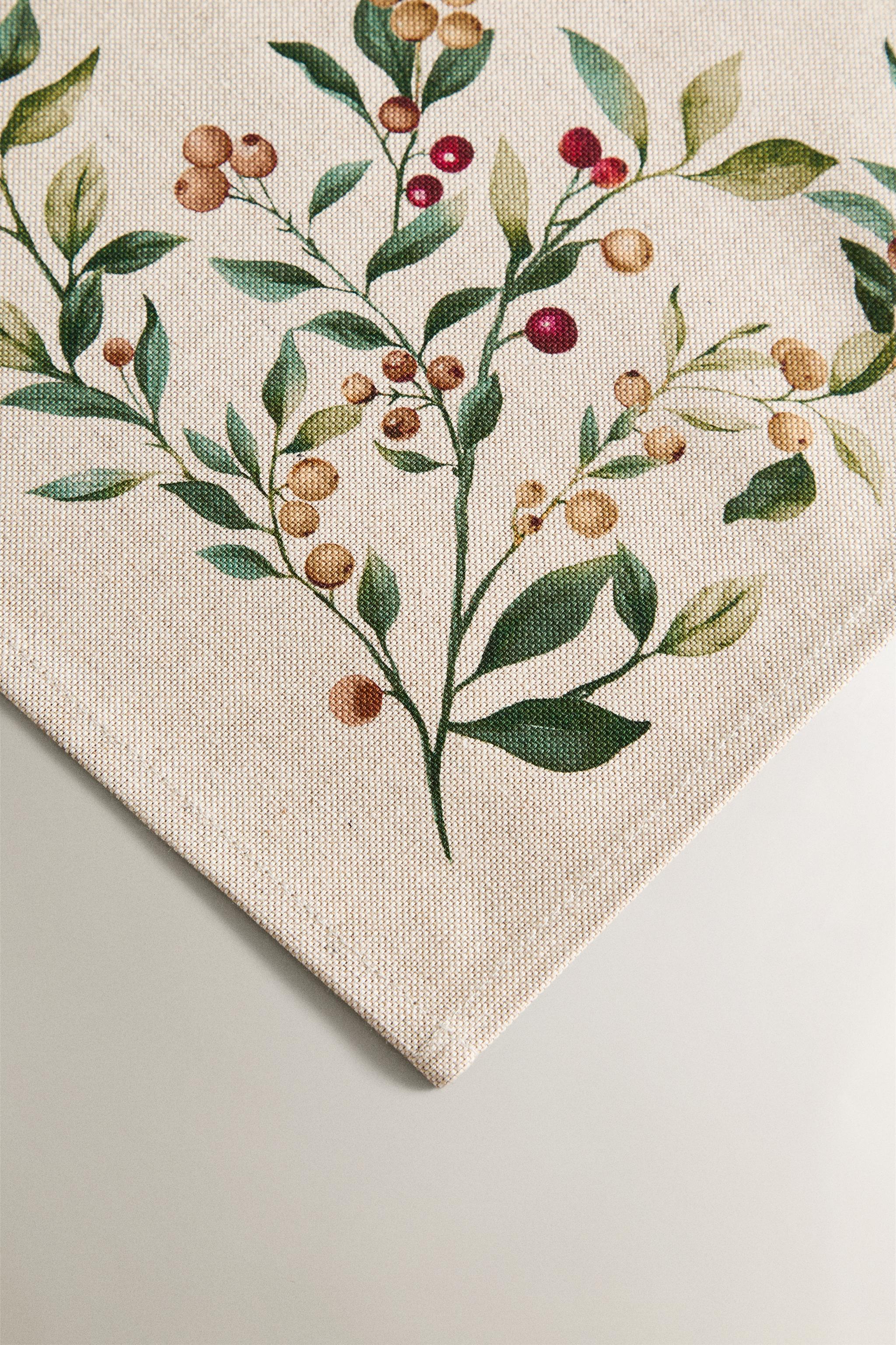 LOT DE SERVIETTES DE TABLE EN COTON BRANCHES DE NOËL (LOT DE 2)